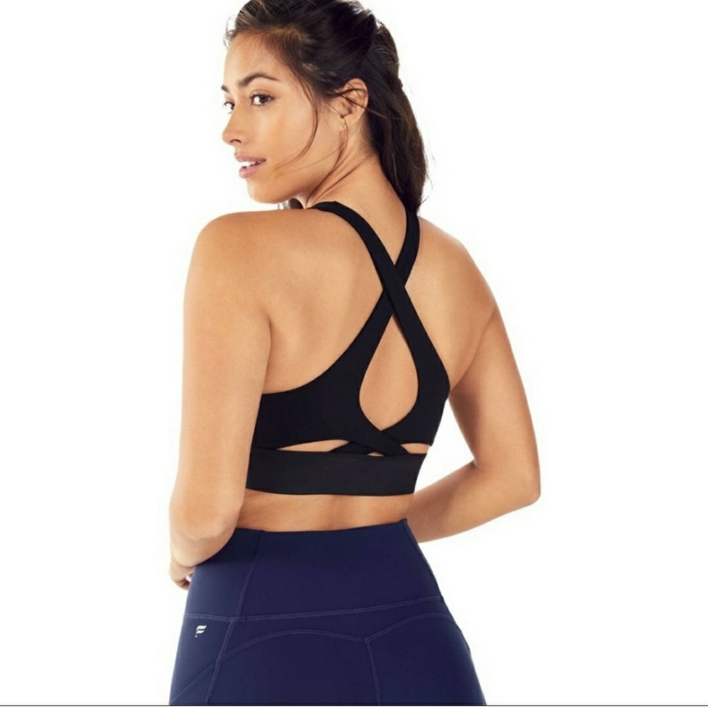 Fabletics High Impact Ella black criss-cross sports bra